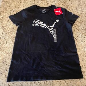 Puma Black Tee with Striped Logo